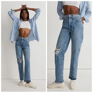 Madewell Perfect Vintage Straight Jean in Kingsbury Wash: Knee-Rip NG247 Size 26